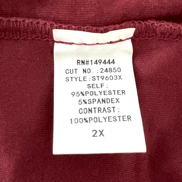 NWT Burgundy 2X Velvet Blouse Sheer Swiss Dot Sleeves Smocked Back Siren Lily - Picture 10 of 12
